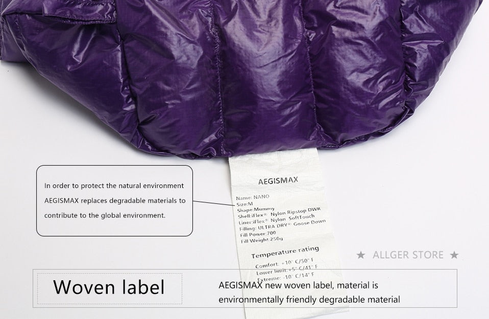Ultra-Light Outdoor Camping Down Sleeping Bag Nylon Mummy Three Season Goose Down Sleeping Bag