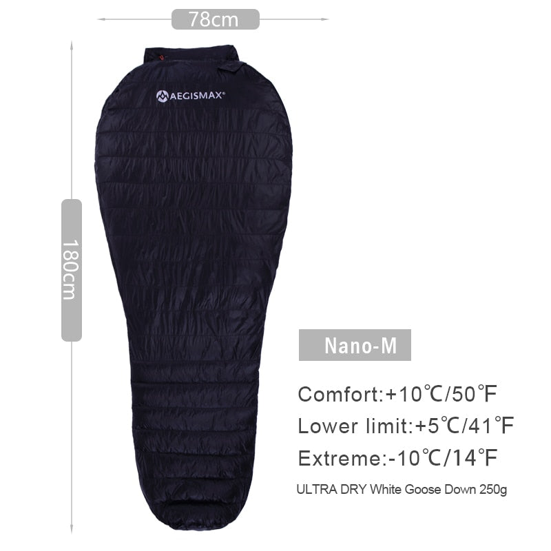 Ultra-Light Outdoor Camping Down Sleeping Bag Nylon Mummy Three Season Goose Down Sleeping Bag