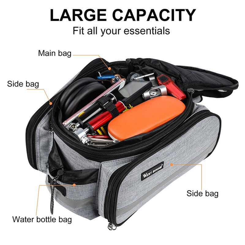 WEST BIKING Waterproof Bike Seat Pannier Pack Luggage Cycling Bag 10-25L Bicycle Pannier Bag