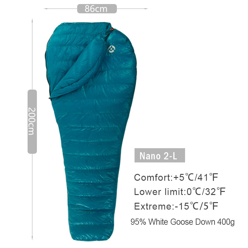 Ultra-Light Outdoor Camping Down Sleeping Bag Nylon Mummy Three Season Goose Down Sleeping Bag