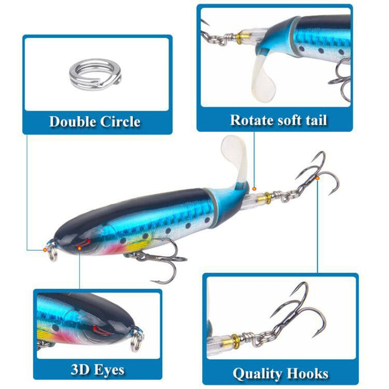 1PCS Whopper Popper 10cm/14cm Topwater Fishing Lure Artificial Bait Hard Plopper Soft Rotating Tail