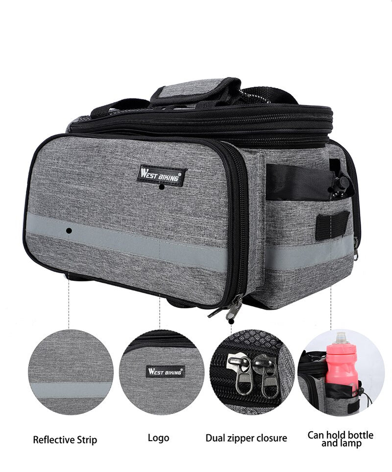 WEST BIKING Waterproof Bike Seat Pannier Pack Luggage Cycling Bag 10-25L Bicycle Pannier Bag