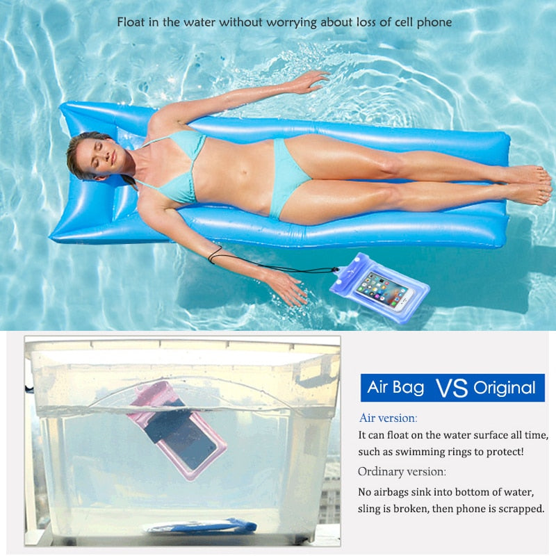 Waterproof Swimming Bag Ski Drift Diving Shoulder Waist Pack Bag Underwater Mobile Phone Bags Case