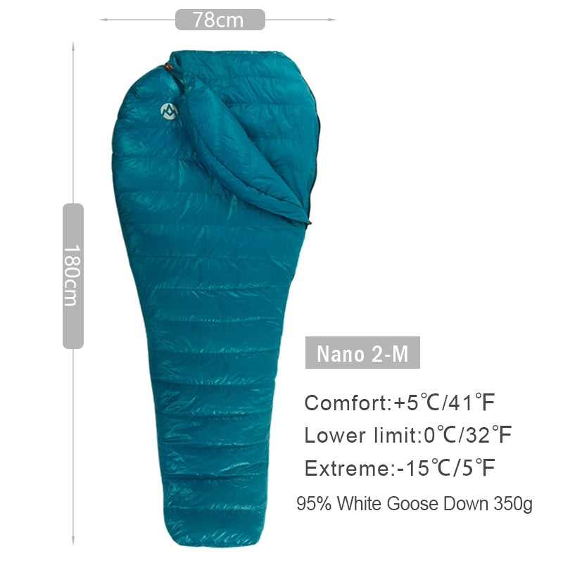 Ultra-Light Outdoor Camping Down Sleeping Bag Nylon Mummy Three Season Goose Down Sleeping Bag