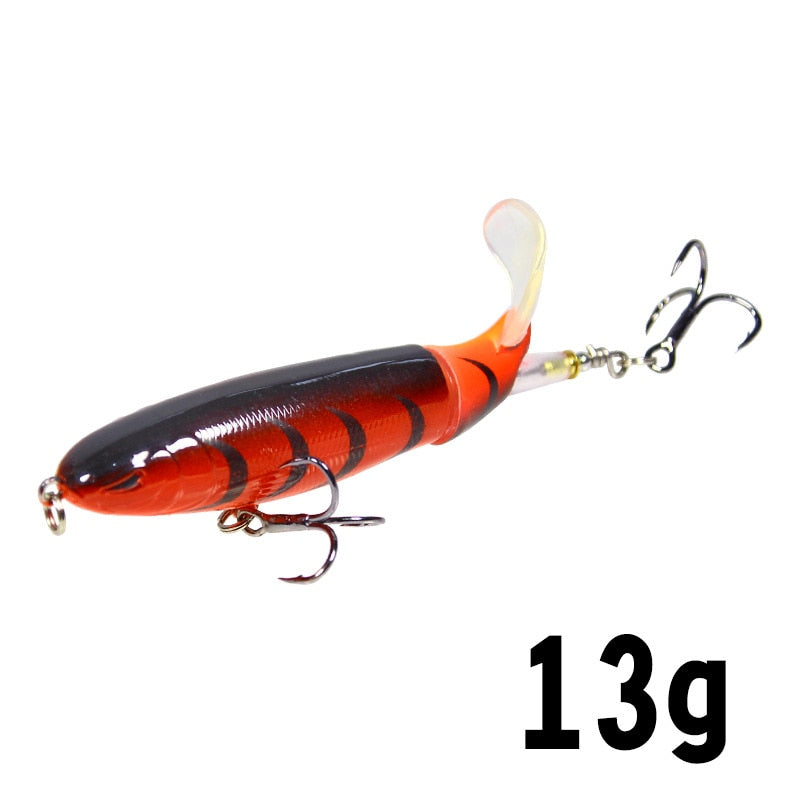 1PCS Whopper Popper 10cm/14cm Topwater Fishing Lure Artificial Bait Hard Plopper Soft Rotating Tail