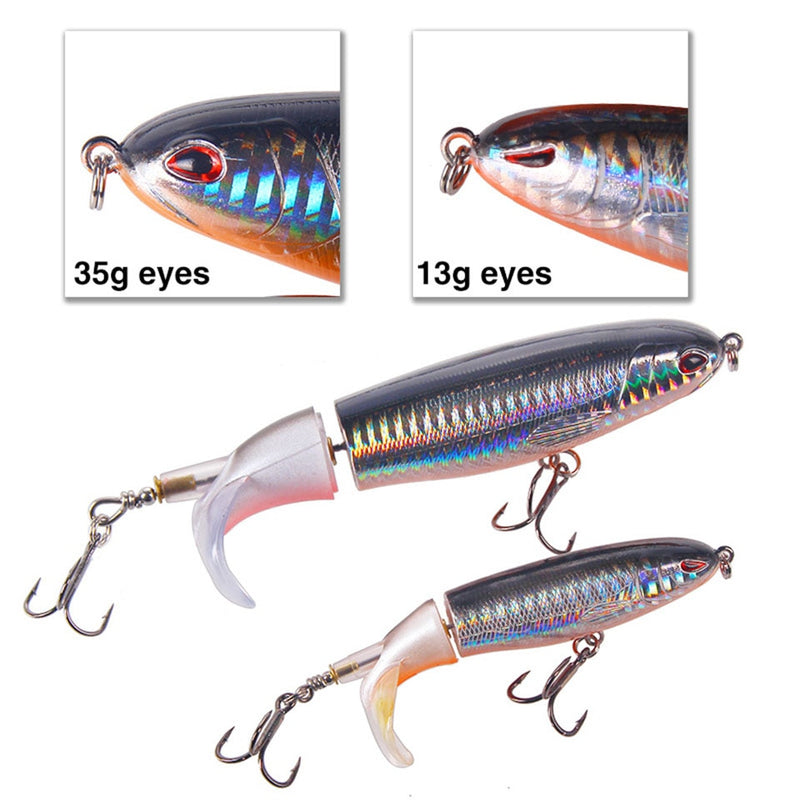 1PCS Whopper Popper 10cm/14cm Topwater Fishing Lure Artificial Bait Hard Plopper Soft Rotating Tail