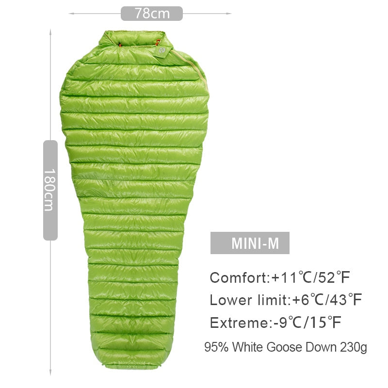 Ultra-Light Outdoor Camping Down Sleeping Bag Nylon Mummy Three Season Goose Down Sleeping Bag