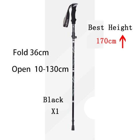5-Section Outdoor Fold Trekking Pole Camping Portable Walking Hiking Stick