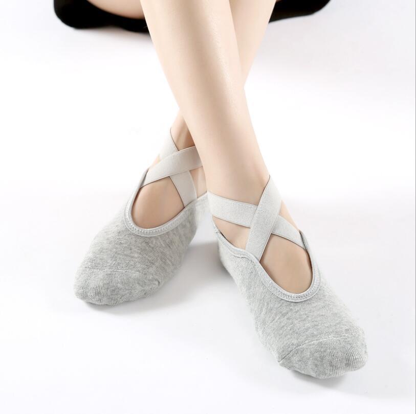 Yoga Socks for Women Non-Slip Grips & Straps, Bandage Cotton Sock
