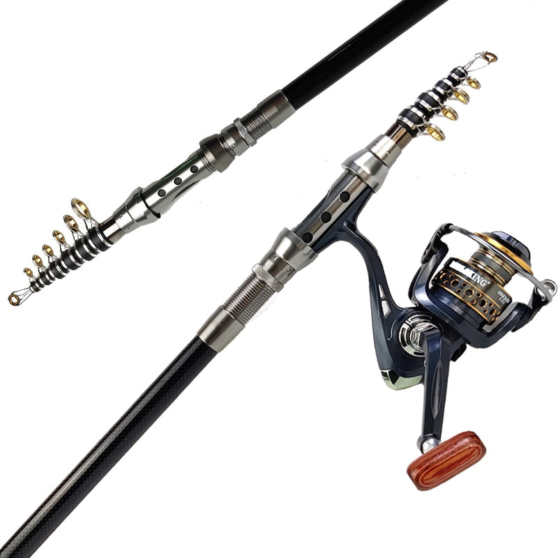 1.8-3.6m Feeder Rod Combo Carbon Telescopic Spinning Fishing Rod Reel Set Short Travel Pole