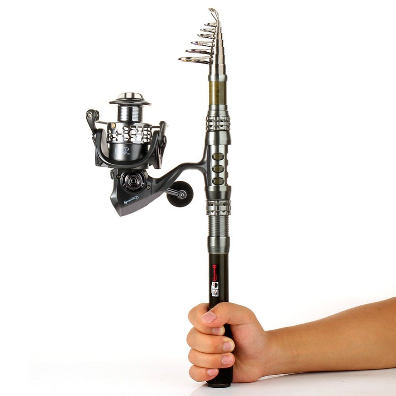 Fishing Rod & Reel Combo Telescopic Fishing Rod Spinning Reel with Free Spool Fishing Hooks Lure