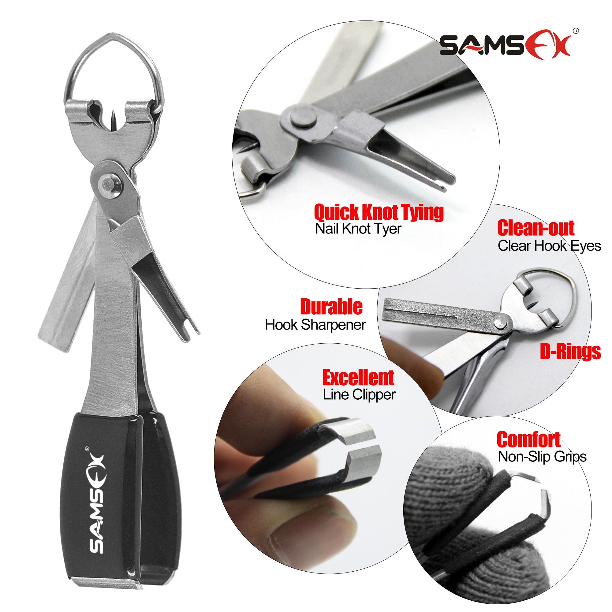 Pro Fast Tie Fishing Quick Knot Tool Nail Knotter Tying Line Cutter Clipper Nipper w/ Zinger Retractor