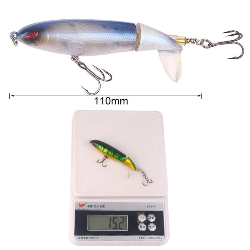 1PCS Whopper Popper 10cm/14cm Topwater Fishing Lure Artificial Bait Hard Plopper Soft Rotating Tail