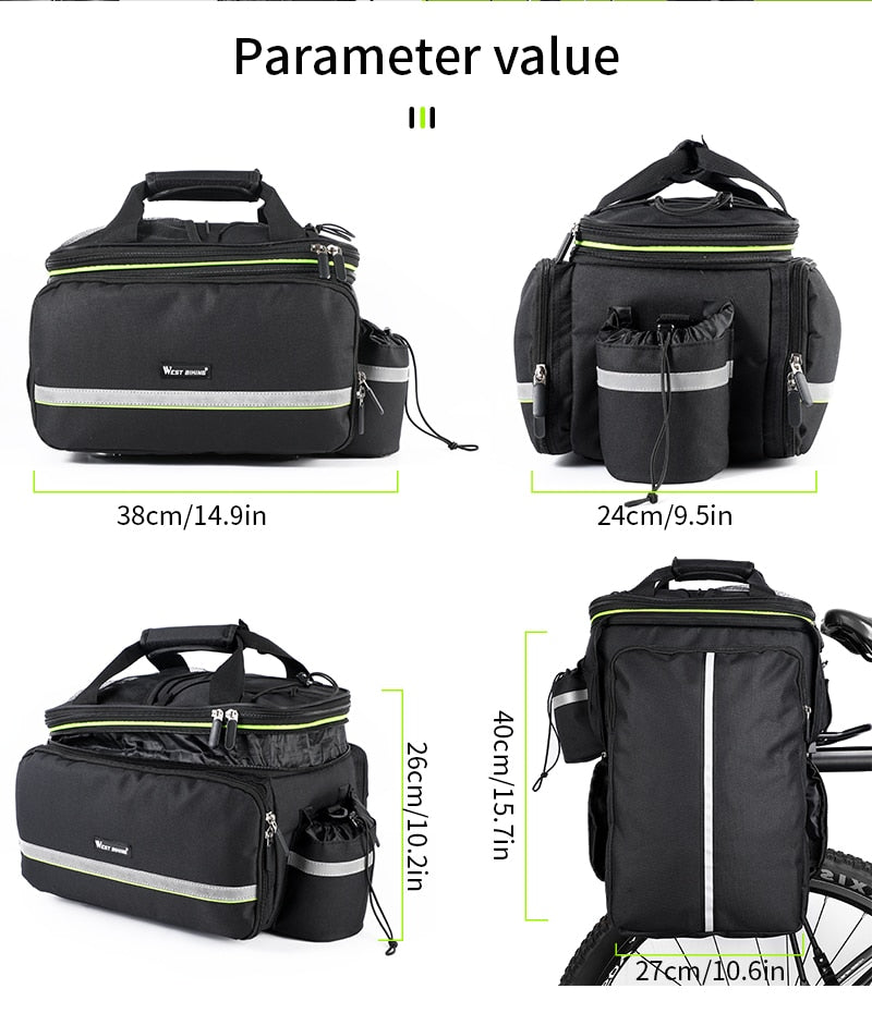 WEST BIKING Waterproof Bike Seat Pannier Pack Luggage Cycling Bag 10-25L Bicycle Pannier Bag