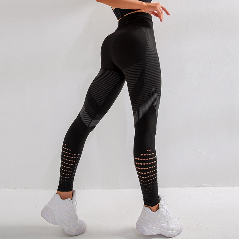 High waist seamless leggings for women hollow out gym legging super stretchy yoga pants fitness