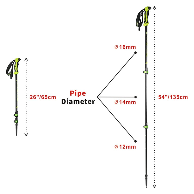 Hitorhike for Nordic walking sticks camping hiking Ultralight Adjustable Telescopic Alpenstock