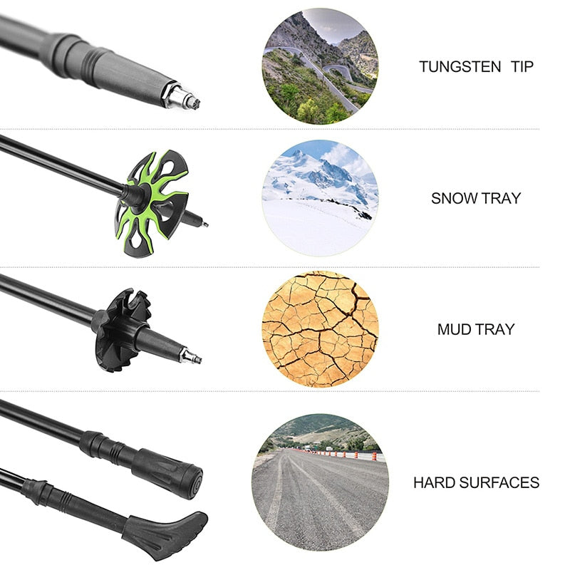 Hitorhike for Nordic walking sticks camping hiking Ultralight Adjustable Telescopic Alpenstock