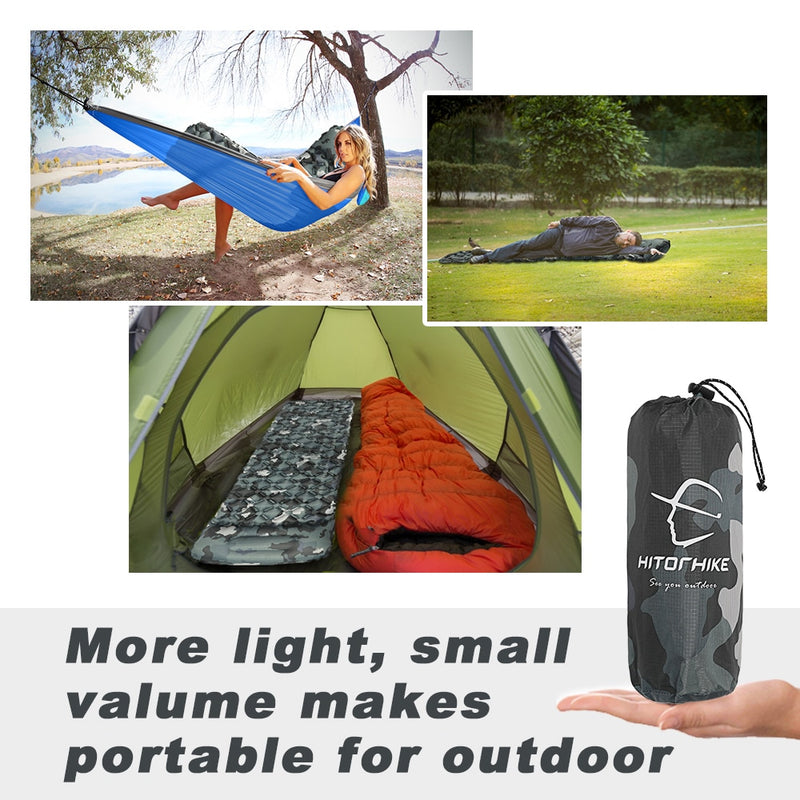 Hitorhike innovative sleeping pad fast filling air bag camping mat inflatable mattress with pillow