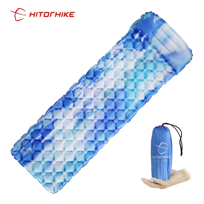 Hitorhike innovative sleeping pad fast filling air bag camping mat inflatable mattress with pillow