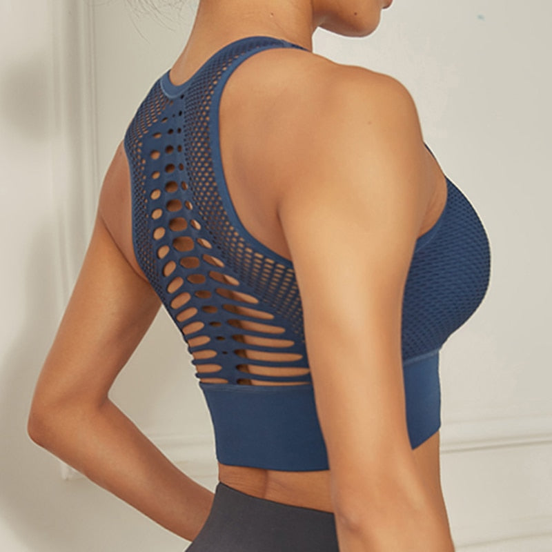 Hot Fitness Women's T-shirts Workout Sports Bra Yoga Vest Backless Solid Quick Dry Running Gym Sport