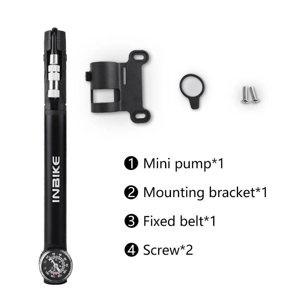 Mini Bike Pump Portable Frame Pump High Pressure Smart Valve Presta & Schrader Bicycle Inflator