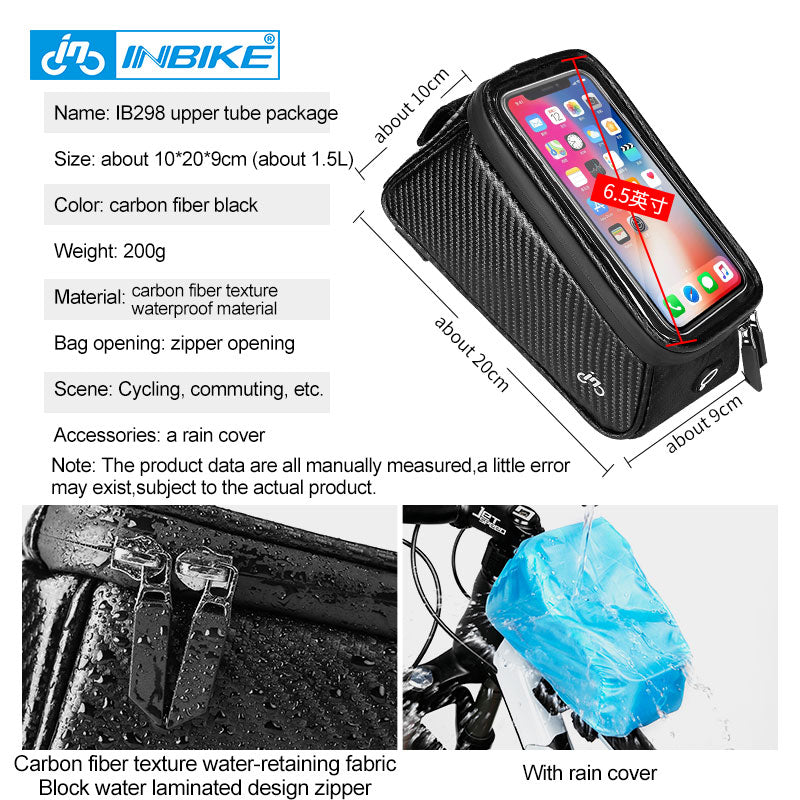 Waterproof Bicycle Bag Frame Front Top Tube Cycling Bag Reflective 6.5 in Phone Case Touchscreen Bag