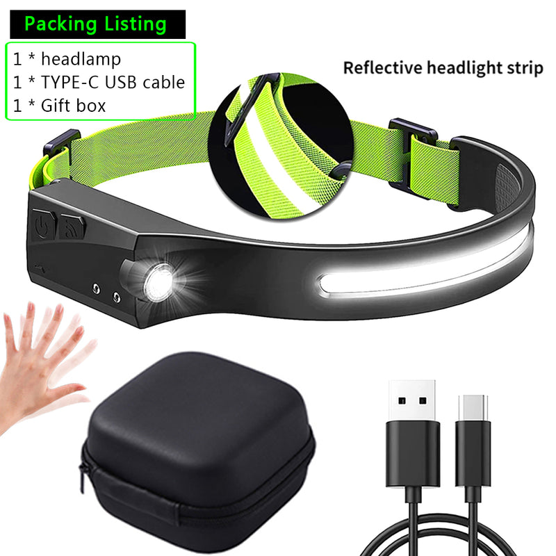 Head Lamp with Built-in Battery Flashlight USB Rechargeable Head Torch 5 Lighting Modes Head Light