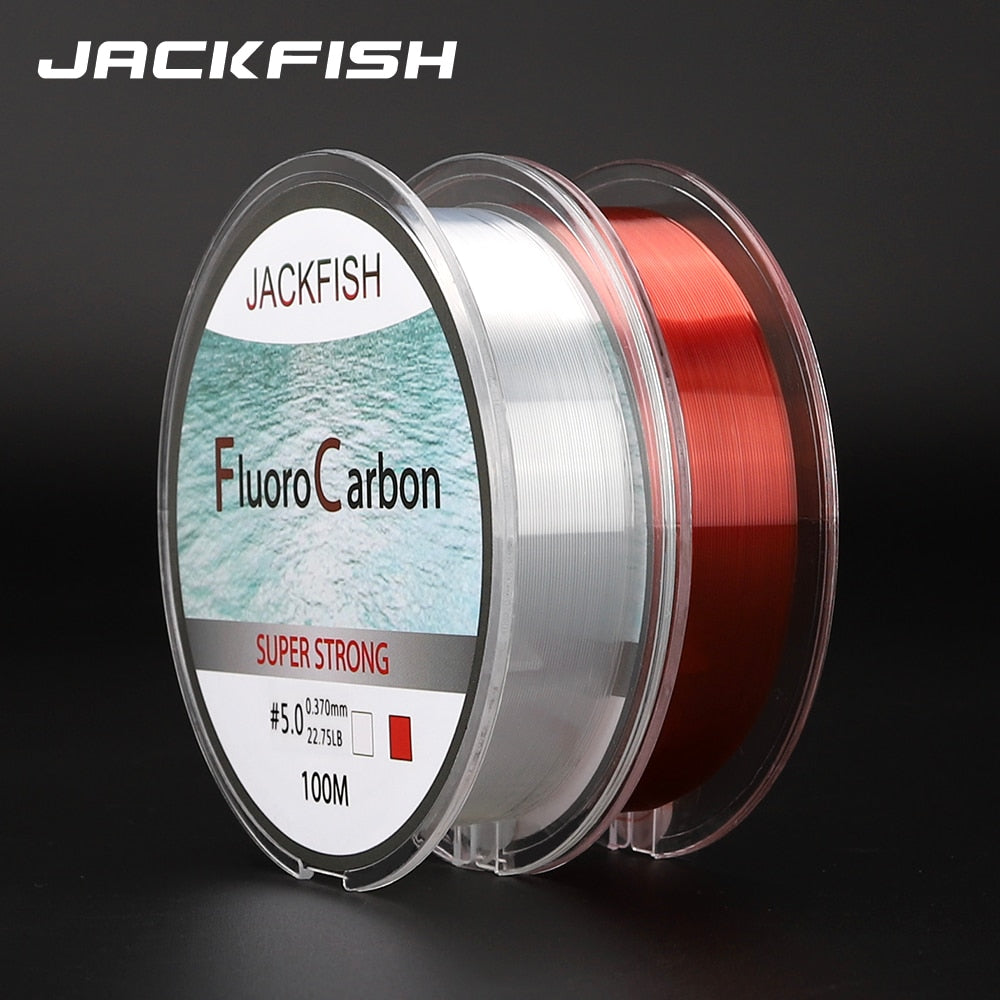 JACKFISH 100M Fluorocarbon Fishing Line  red/clear two colors 4-32LB Carbon Fiber Leader Line  fly