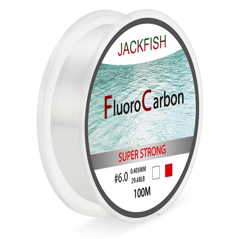 JACKFISH 100M Fluorocarbon Fishing Line  red/clear two colors 4-32LB Carbon Fiber Leader Line  fly