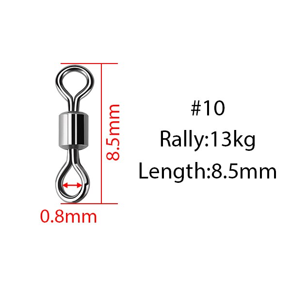 JACKFISH Stainless Steel Fishing Connector 8-word ring connector Rolling Swivel Solid Ring 50Pcs/lot Fishing Hook Tools