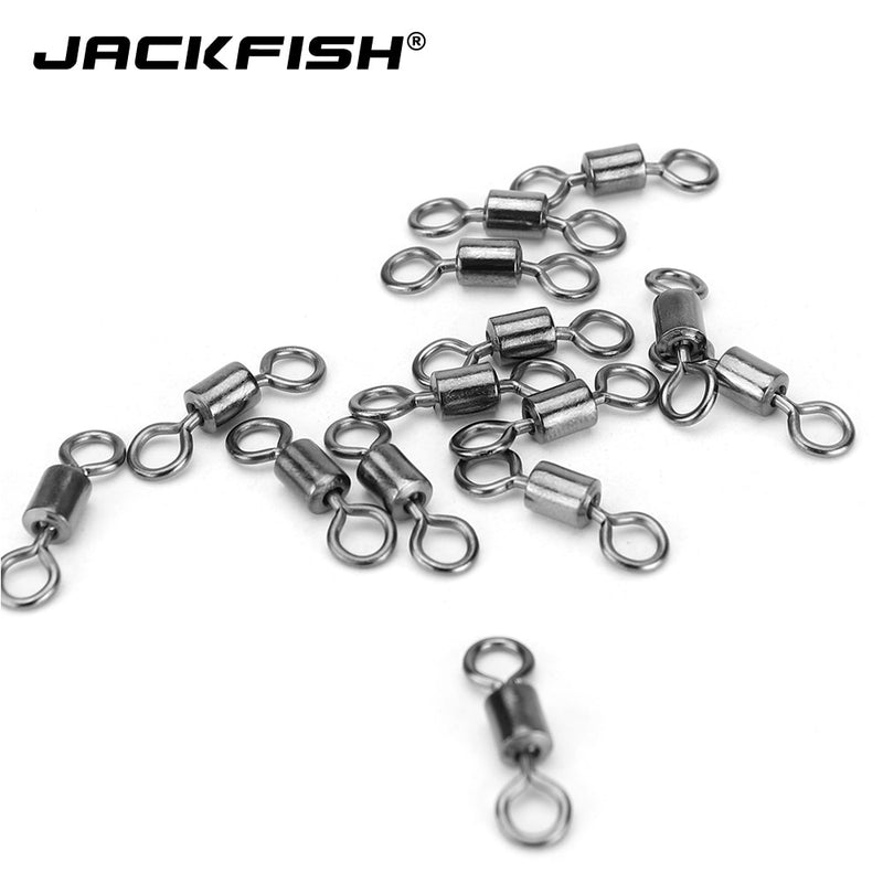 JACKFISH Stainless Steel Fishing Connector 8-word ring connector Rolling Swivel Solid Ring 50Pcs/lot Fishing Hook Tools