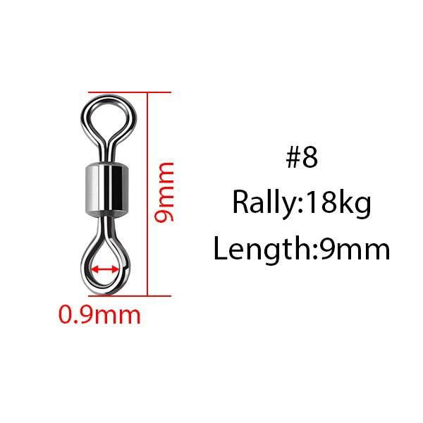 JACKFISH Stainless Steel Fishing Connector 8-word ring connector Rolling Swivel Solid Ring 50Pcs/lot Fishing Hook Tools