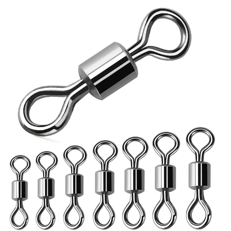 JACKFISH Stainless Steel Fishing Connector 8-word ring connector Rolling Swivel Solid Ring 50Pcs/lot Fishing Hook Tools