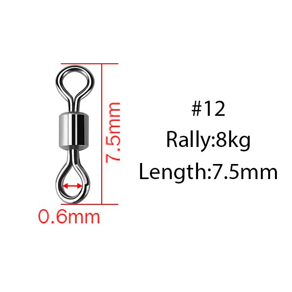 JACKFISH Stainless Steel Fishing Connector 8-word ring connector Rolling Swivel Solid Ring 50Pcs/lot Fishing Hook Tools