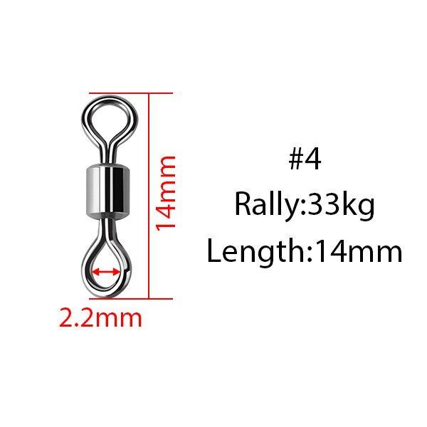 JACKFISH Stainless Steel Fishing Connector 8-word ring connector Rolling Swivel Solid Ring 50Pcs/lot Fishing Hook Tools