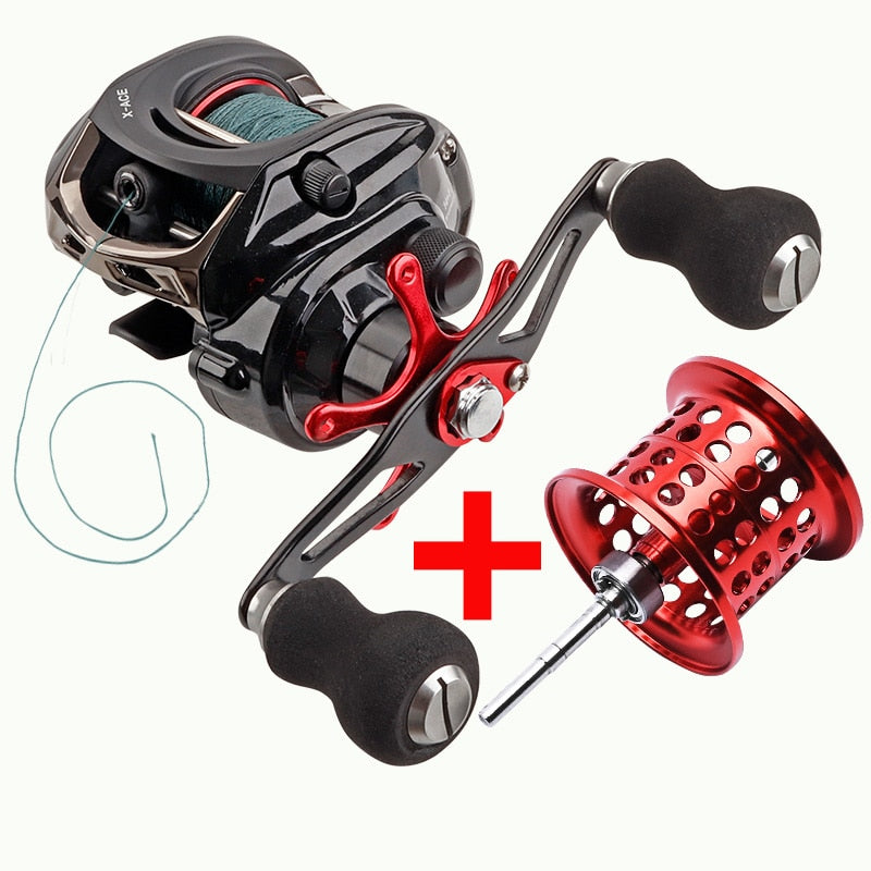 JITAI Baitcasting Fishing Reel Equipped PE 4 Strands line 8Kg Braking Power 14+1BBs Quality Ultra Light Wheels Carp Lure fishing