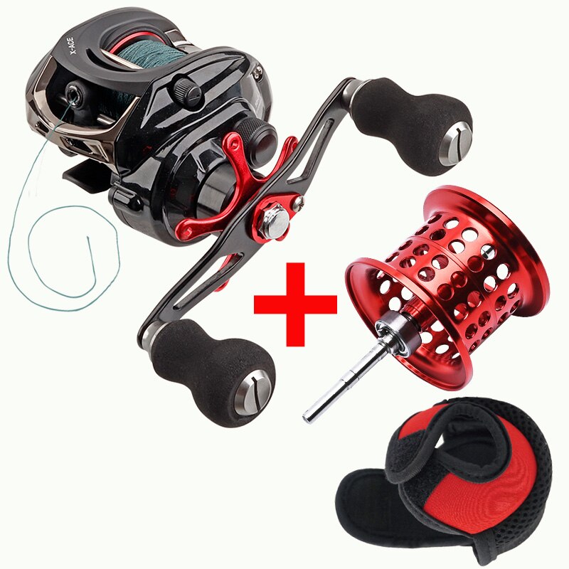JITAI Baitcasting Fishing Reel Equipped PE 4 Strands line 8Kg Braking Power 14+1BBs Quality Ultra Light Wheels Carp Lure fishing