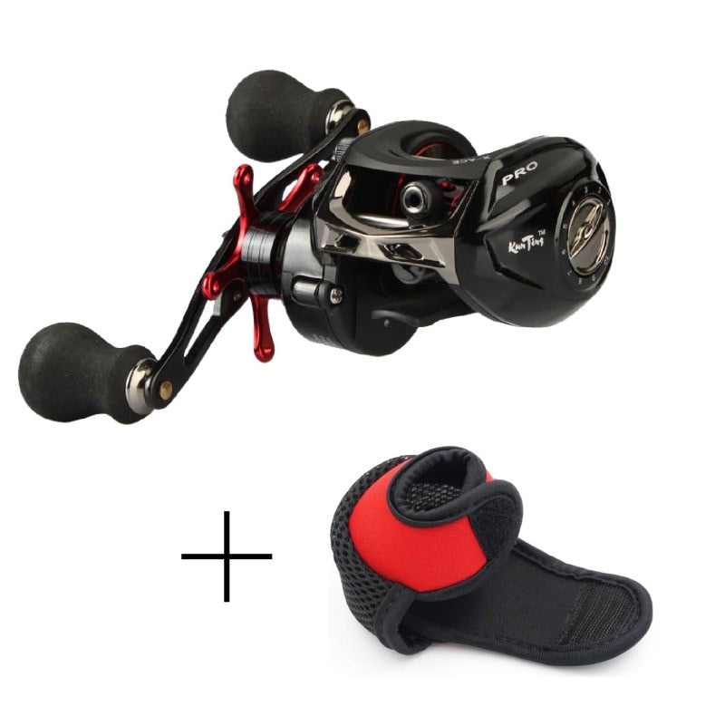 JITAI Baitcasting Fishing Reel Equipped PE 4 Strands line 8Kg Braking Power 14+1BBs Quality Ultra Light Wheels Carp Lure fishing