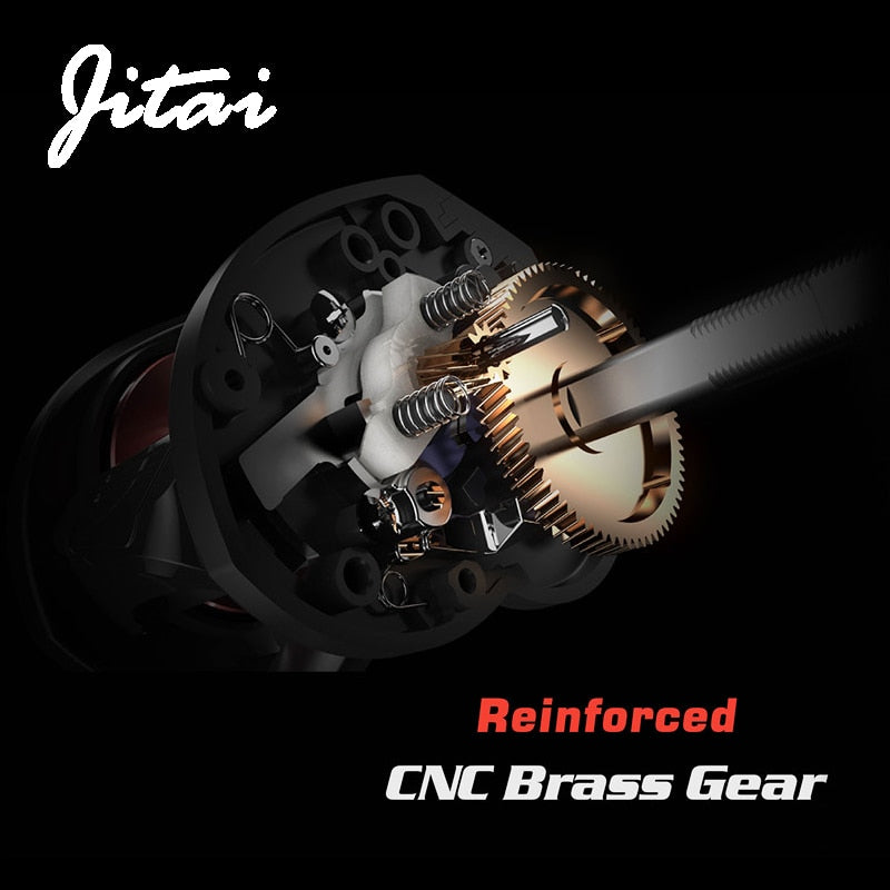 JITAI Baitcasting Fishing Reel Equipped PE 4 Strands line 8Kg Braking Power 14+1BBs Quality Ultra Light Wheels Carp Lure fishing
