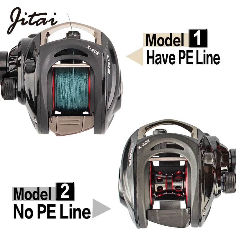 JITAI Baitcasting Fishing Reel Equipped PE 4 Strands line 8Kg Braking Power 14+1BBs Quality Ultra Light Wheels Carp Lure fishing