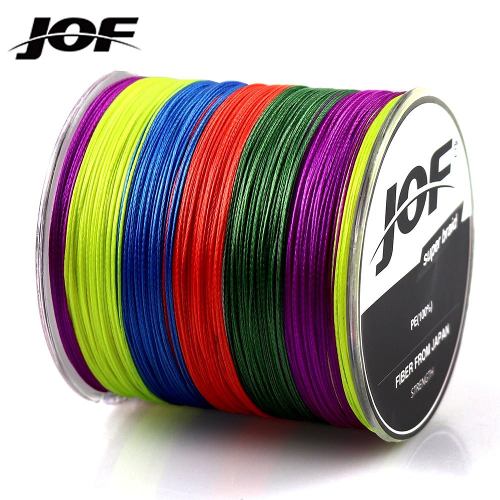 JOF 500M 300M 100M Multicolour PE Braided Wire 4 Strands Multifilament Japanese Fishing Line