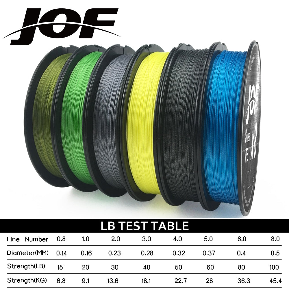 JOF 8 Weaves Fishing Line 150M 300M 500M 8 Strands Braided Fishing Line Multifilament PE Line 15