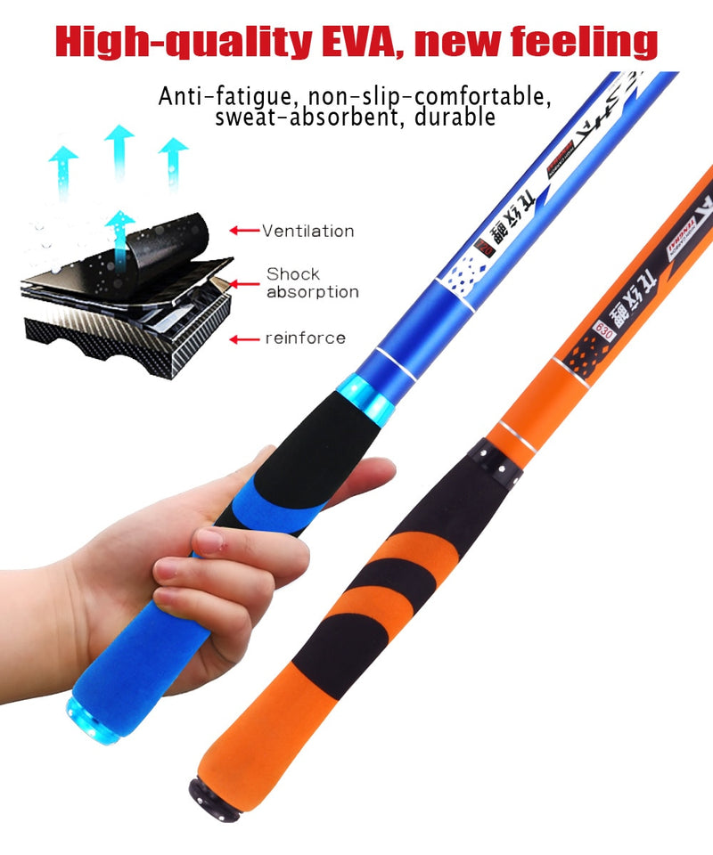 JOSBY Carbon Fiber Telescopic Fishing Rod Pesca Stream Hand Pole Carp Ultralight Super hard Travel 3.6/4.5/5.4/6.3/7.2M