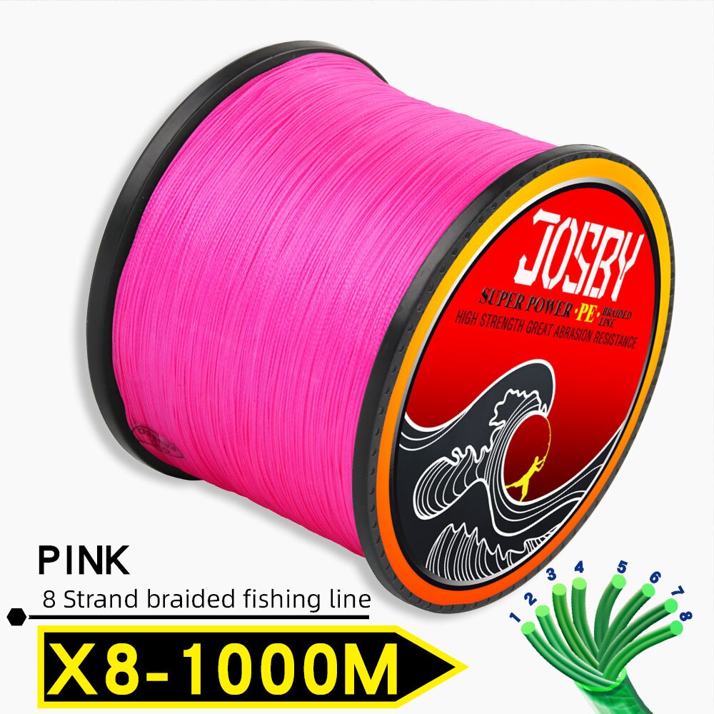 JOSBY 300M 500M 1000M  8 Strands 10-78LB New PE Braided Fishing Wire Multifilament Super Strong