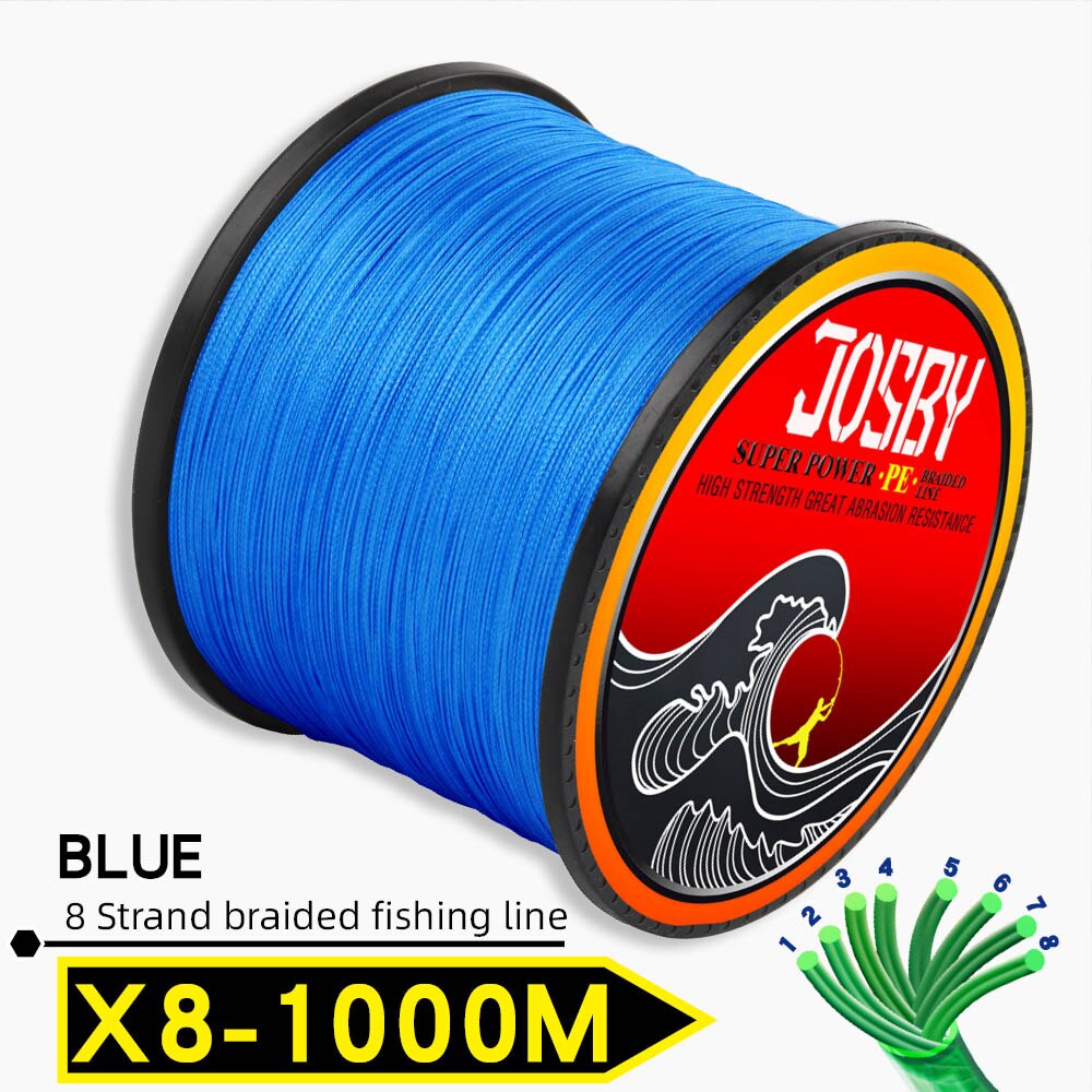JOSBY 300M 500M 1000M  8 Strands 10-78LB New PE Braided Fishing Wire Multifilament Super Strong
