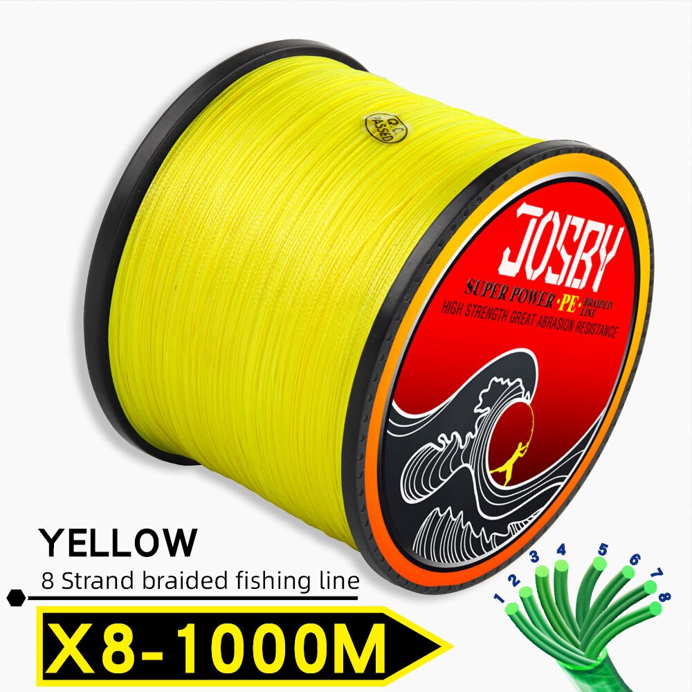JOSBY 300M 500M 1000M  8 Strands 10-78LB New PE Braided Fishing Wire Multifilament Super Strong