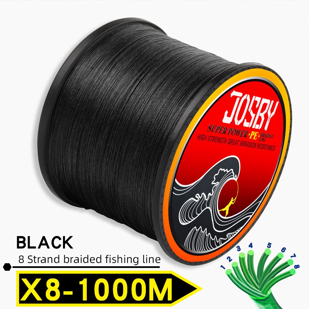 JOSBY 300M 500M 1000M  8 Strands 10-78LB New PE Braided Fishing Wire Multifilament Super Strong