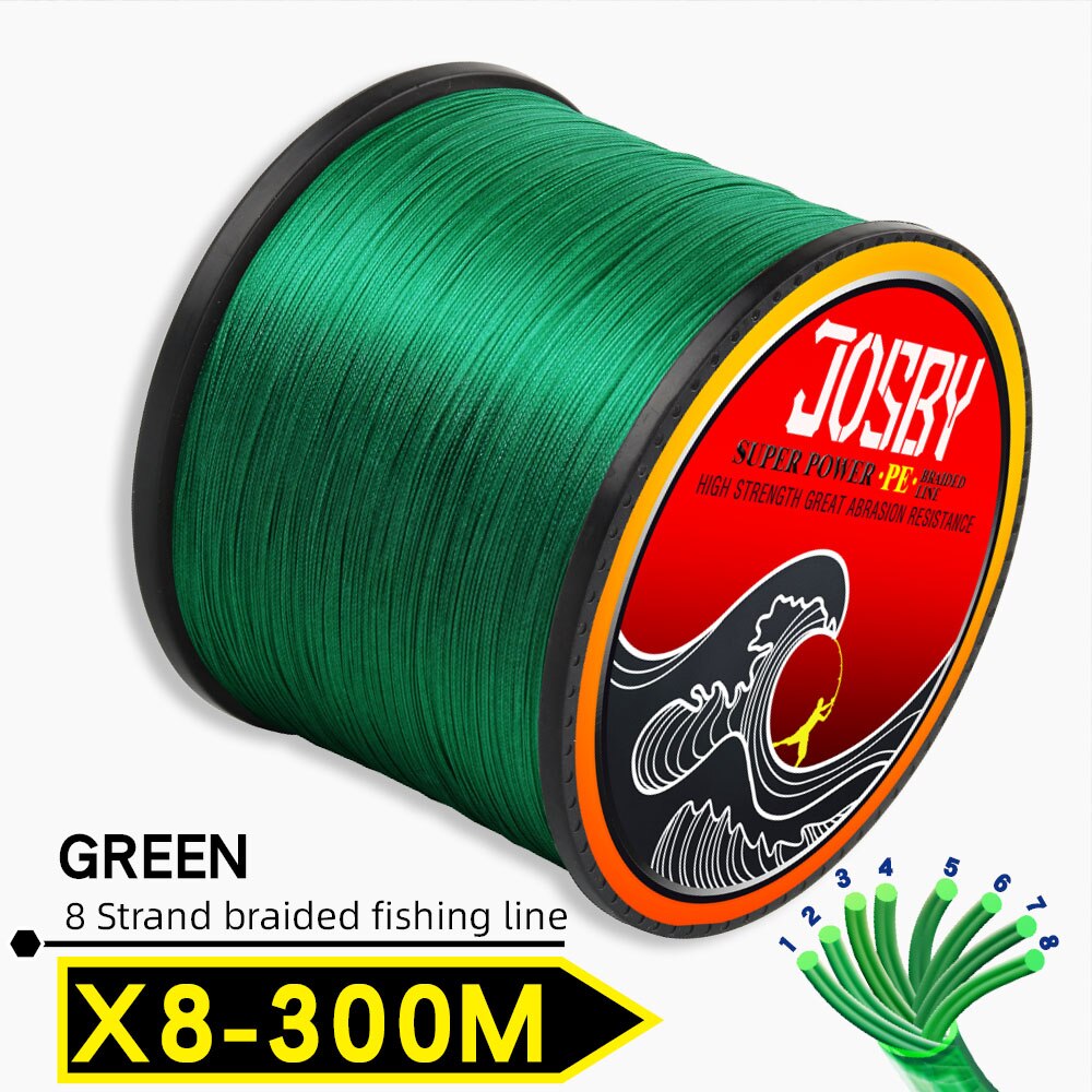 JOSBY 300M 500M 1000M  8 Strands 10-78LB New PE Braided Fishing Wire Multifilament Super Strong