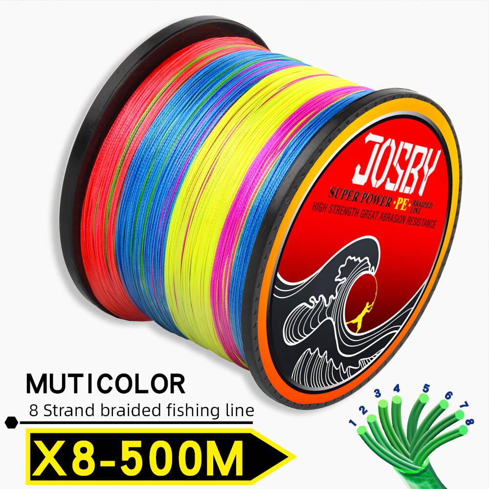 JOSBY 300M 500M 1000M  8 Strands 10-78LB New PE Braided Fishing Wire Multifilament Super Strong