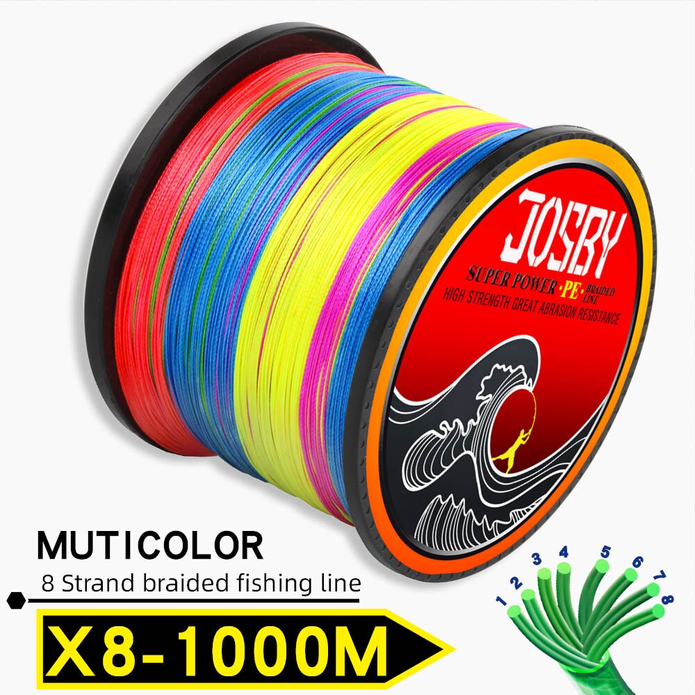 JOSBY 300M 500M 1000M  8 Strands 10-78LB New PE Braided Fishing Wire Multifilament Super Strong